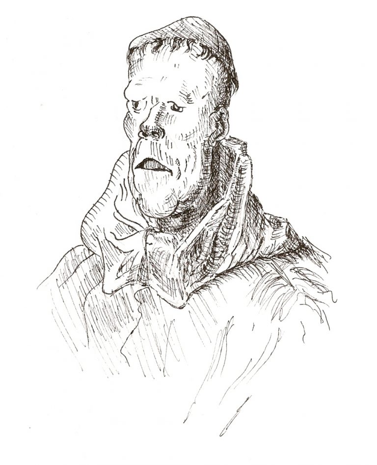 Zeichnung eines dünnen Mannes, frei kopiert von Gustave Doré