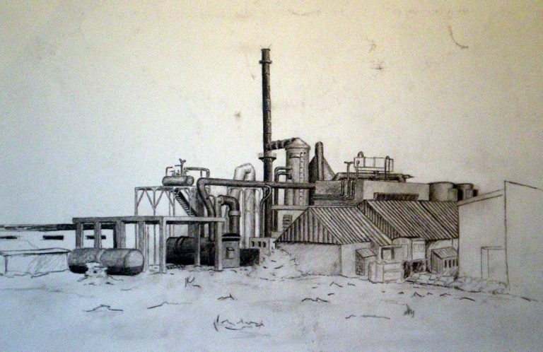 Zeichnung einer stillgelegten Industrieanlage